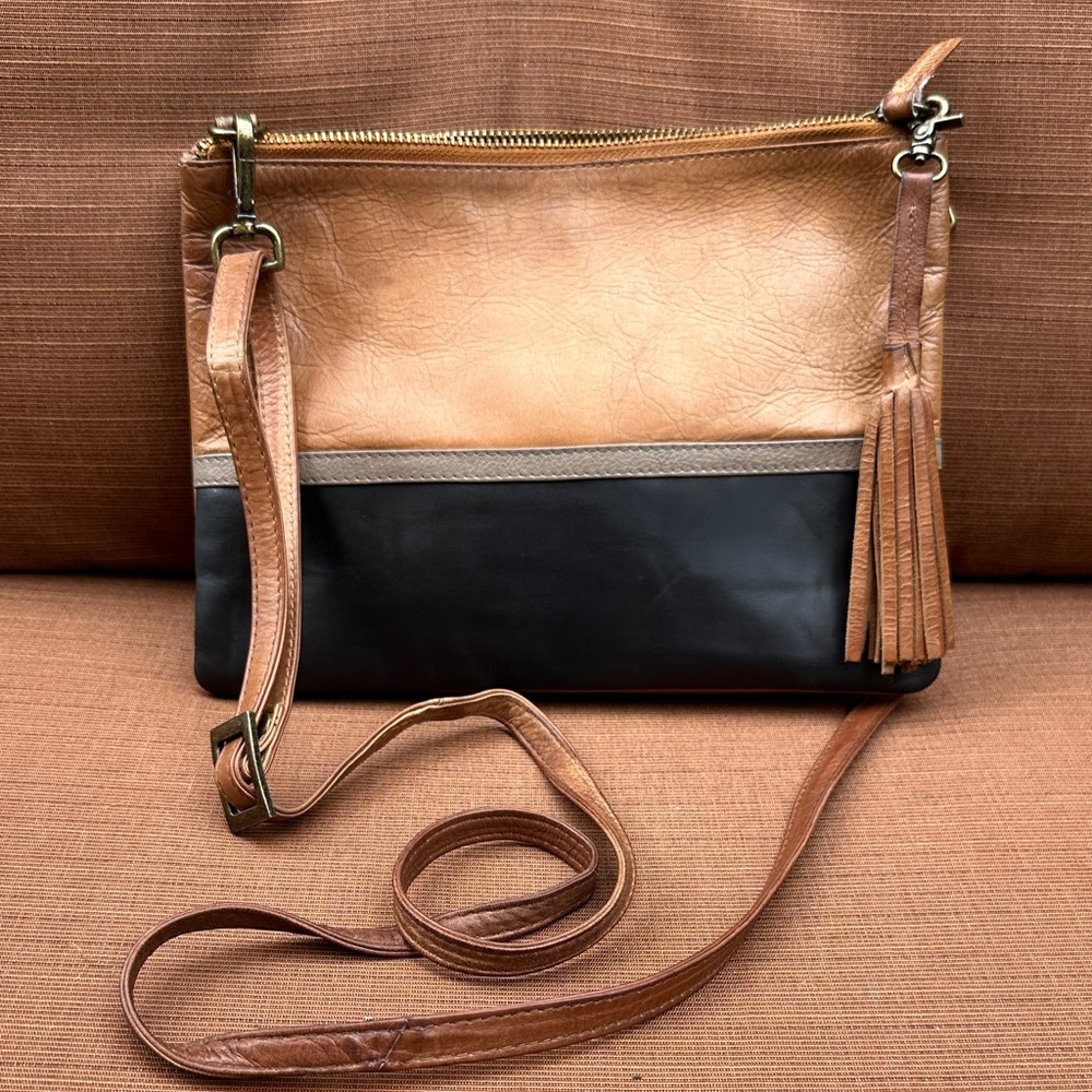Serrv Two-Tone Leather Crossbody Bag